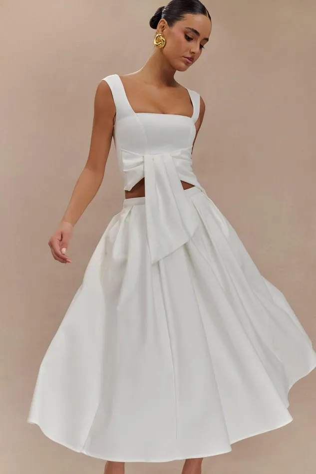 Women Meshki Tops Bryony Satin Structured Sleeveless Top 8211 White