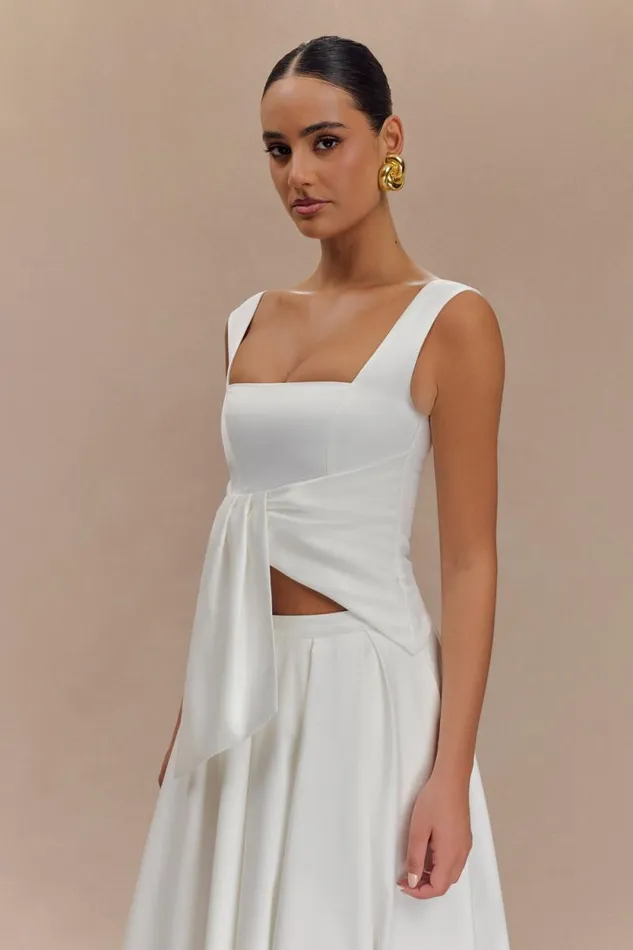 Women Meshki Tops Bryony Satin Structured Sleeveless Top 8211 White