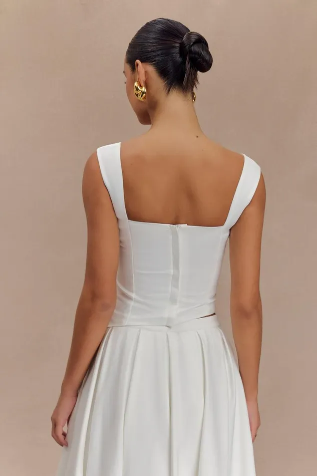 Women Meshki Tops Bryony Satin Structured Sleeveless Top 8211 White