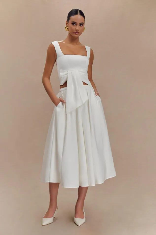 Women Meshki Tops Bryony Satin Structured Sleeveless Top 8211 White