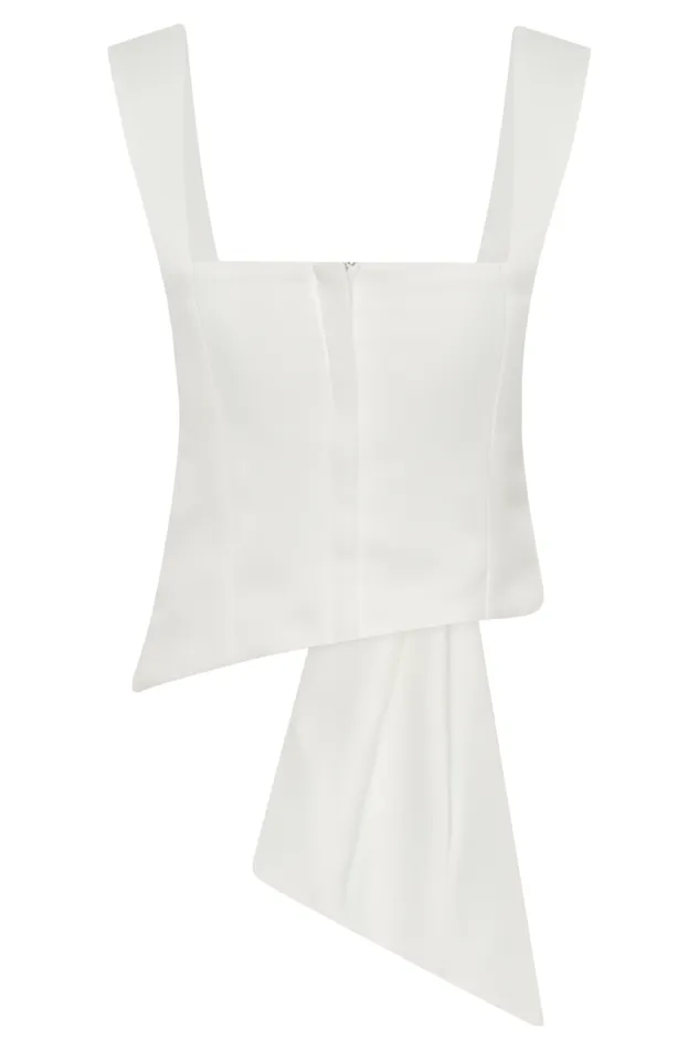 Women Meshki Tops Bryony Satin Structured Sleeveless Top 8211 White
