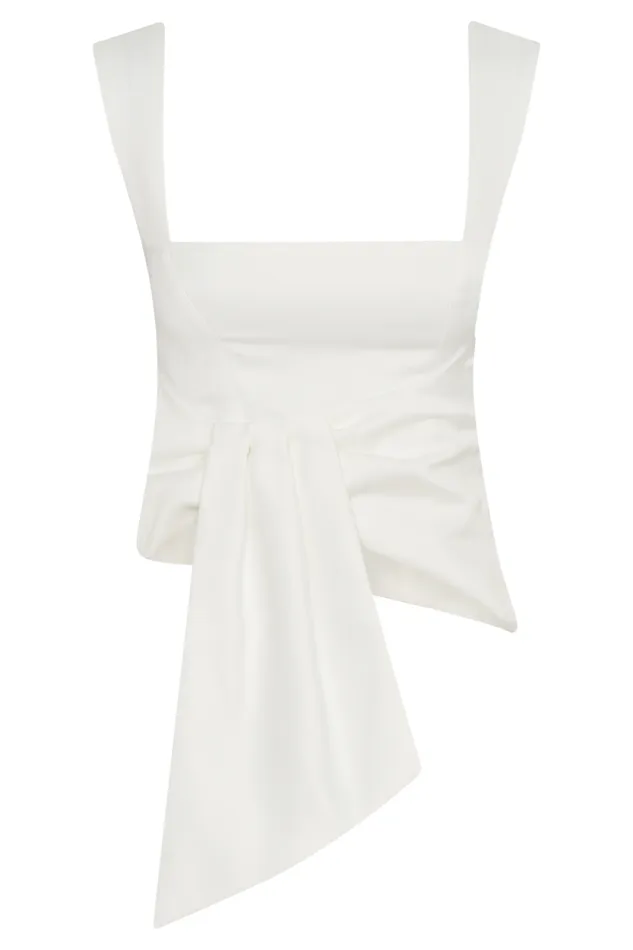 Women Meshki Tops Bryony Satin Structured Sleeveless Top 8211 White