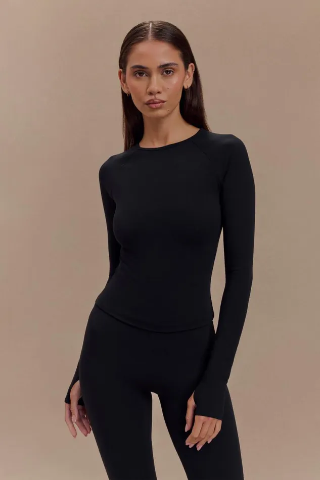 Women Meshki Tops Eliana Long Sleeve Active Top 8211 Black