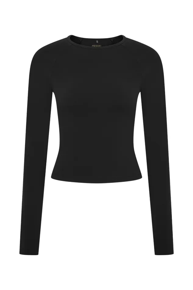 Women Meshki Tops Eliana Long Sleeve Active Top 8211 Black
