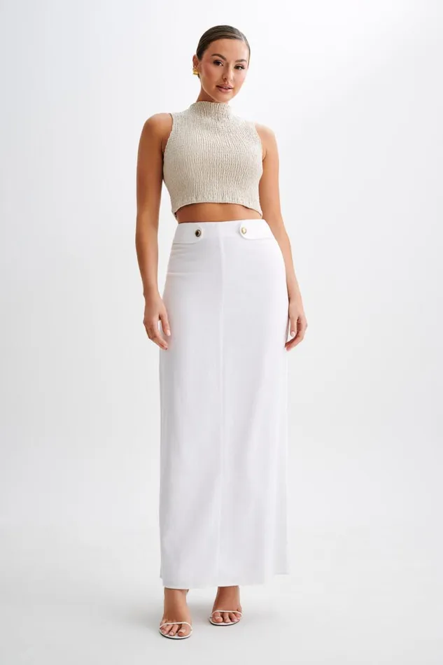 Women Meshki Tops Emanuelle Sleeveless Linen Shirring Top 8211 Natural
