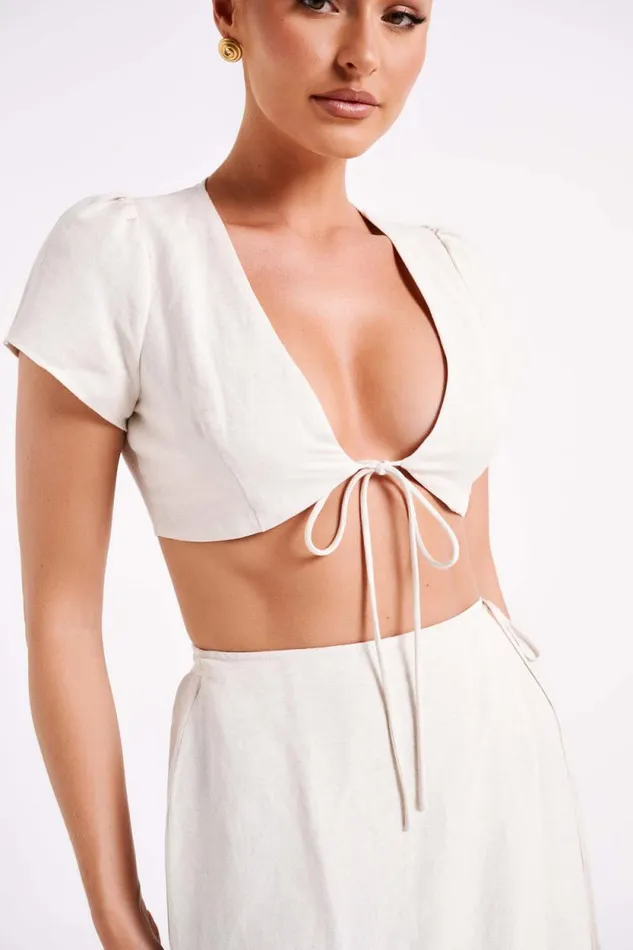 Women Meshki Tops Fatima Linen Crop Top 8211 Natural