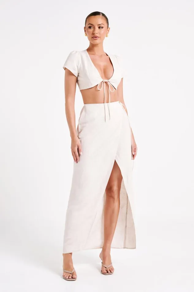 Women Meshki Tops Fatima Linen Crop Top 8211 Natural