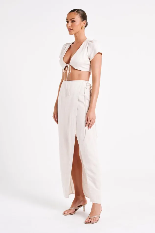 Women Meshki Tops Fatima Linen Crop Top 8211 Natural