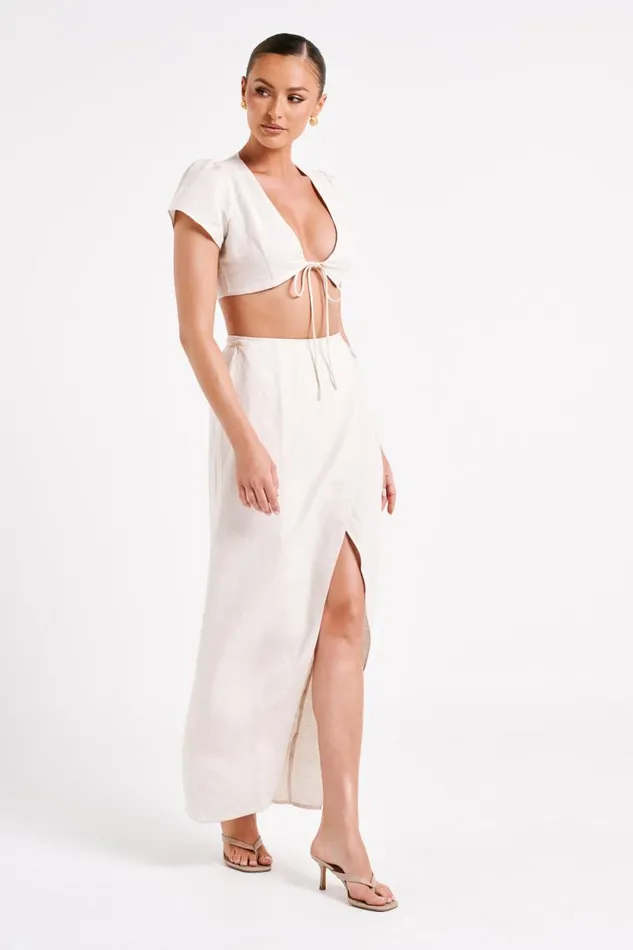 Women Meshki Tops Fatima Linen Crop Top 8211 Natural