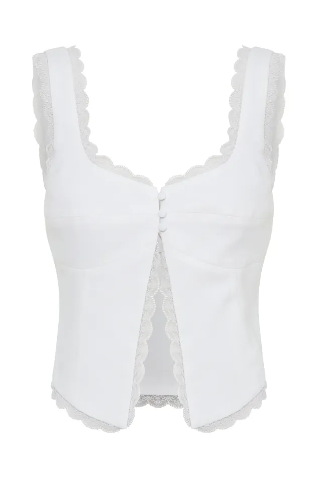 Women Meshki Tops Franca Linen Sleeveless Top 8211 White