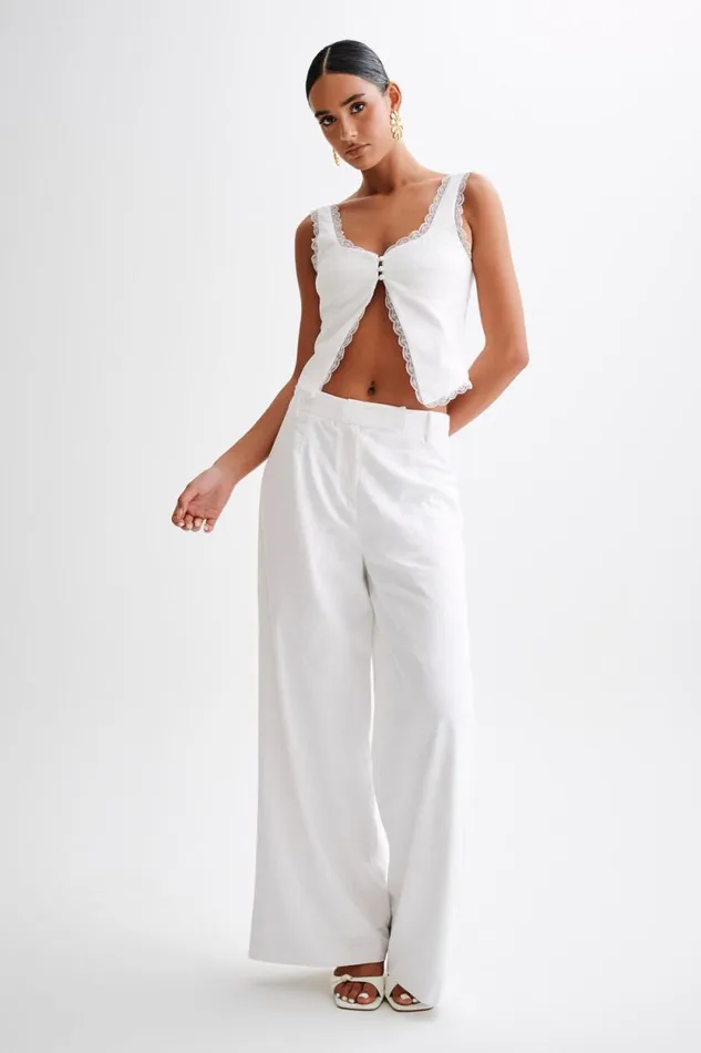 Women Meshki Tops Franca Linen Sleeveless Top 8211 White