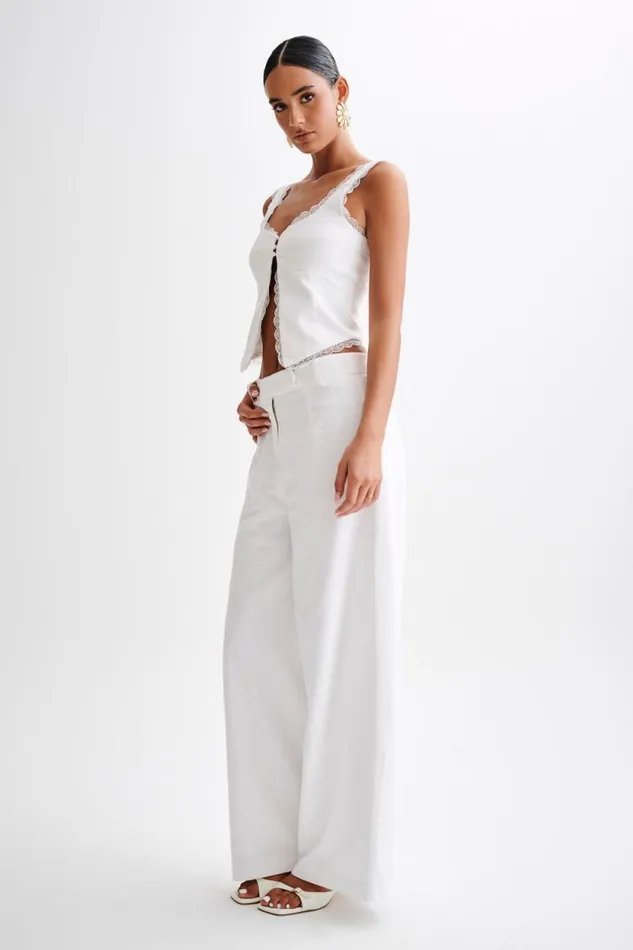 Women Meshki Tops Franca Linen Sleeveless Top 8211 White