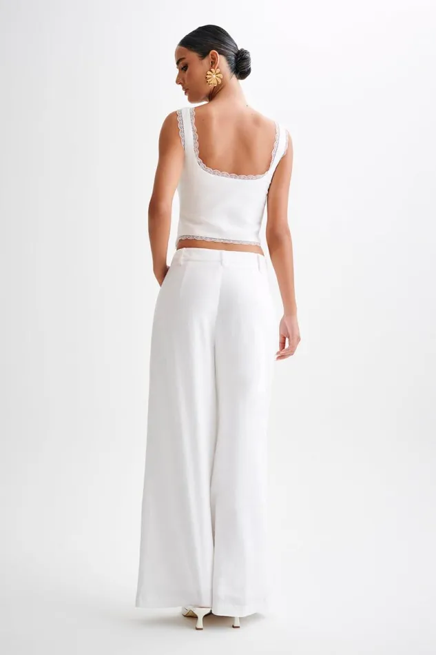 Women Meshki Tops Franca Linen Sleeveless Top 8211 White