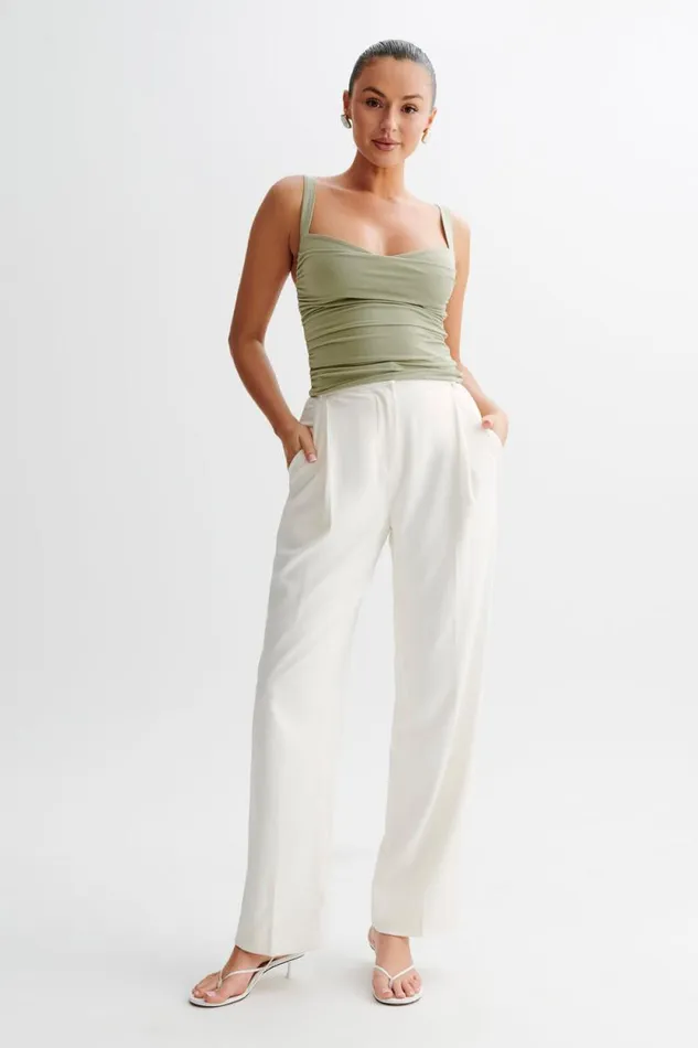 Women Meshki Tops Hailey Slinky Long Line Sweetheart Top 8211 Sage