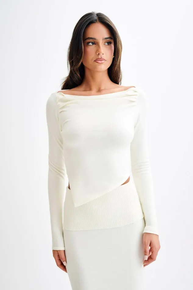 Women Meshki Tops Karlie Off Shoulder Knit Top 8211 Ivory