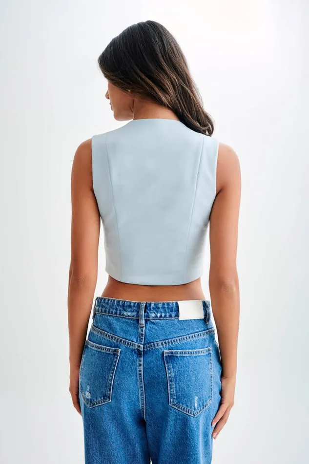 Women Meshki Tops Keely Cotton Sleeveless Top 8211 Sky Blue