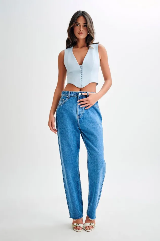 Women Meshki Tops Keely Cotton Sleeveless Top 8211 Sky Blue