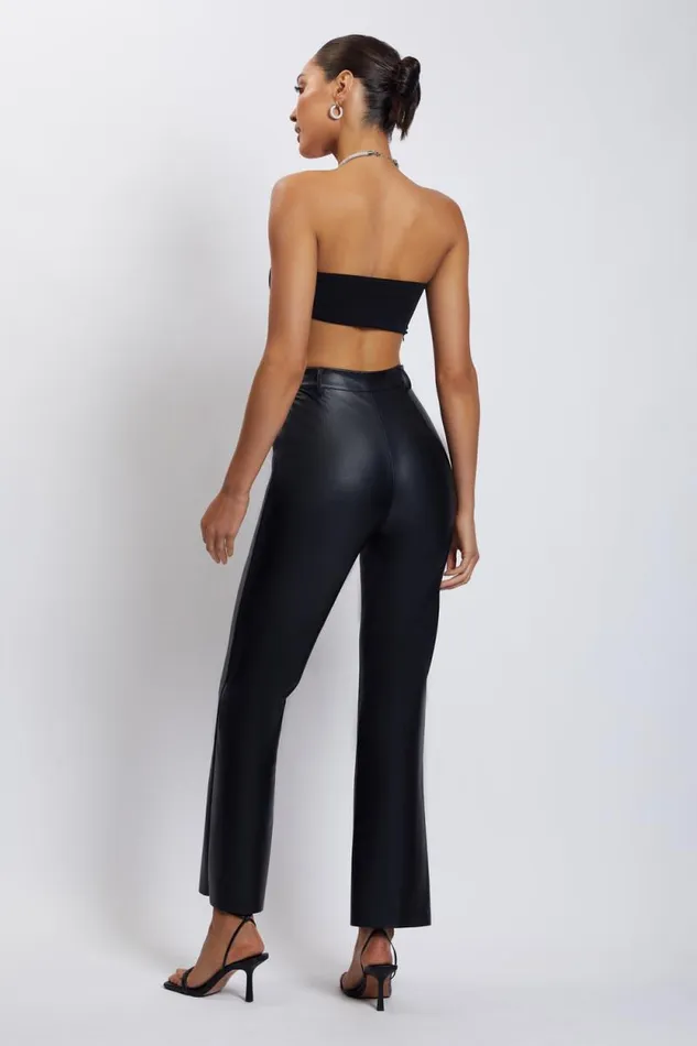Women Meshki Tops Lea Diamante Chain Halter Neck Crop Top 8211 Black