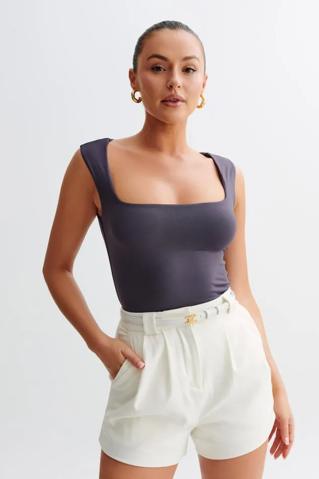Women Meshki Tops Linley Recycled Nylon Long Line Top 8211 Charcoal