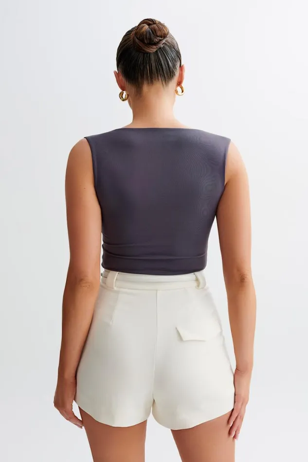Women Meshki Tops Linley Recycled Nylon Long Line Top 8211 Charcoal