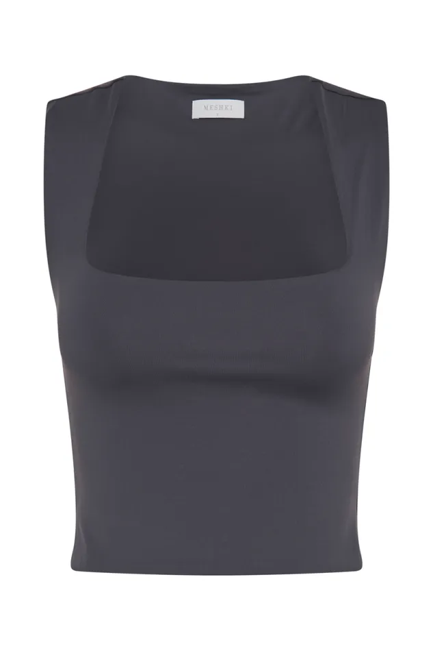 Women Meshki Tops Linley Recycled Nylon Long Line Top 8211 Charcoal