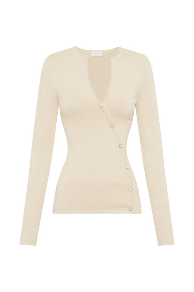 Women Meshki Tops Maisie Asymmetrical Knit Top 8211 Cream