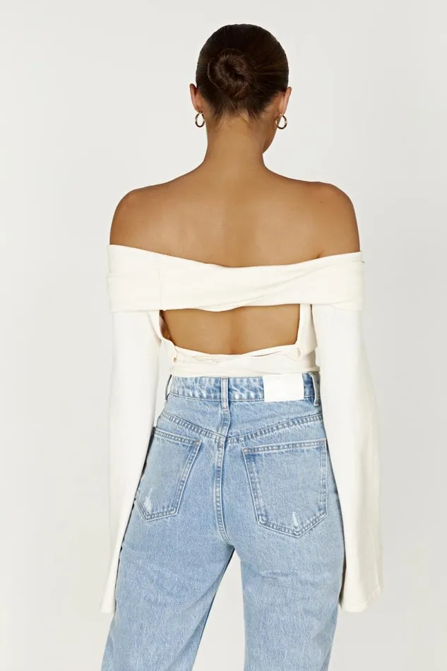 Women Meshki Tops Marlisa Off Shoulder Twist Top 8211 Ivory