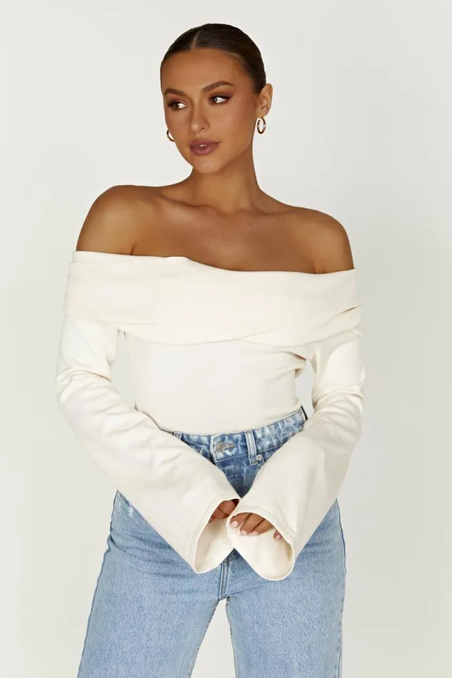Women Meshki Tops Marlisa Off Shoulder Twist Top 8211 Ivory