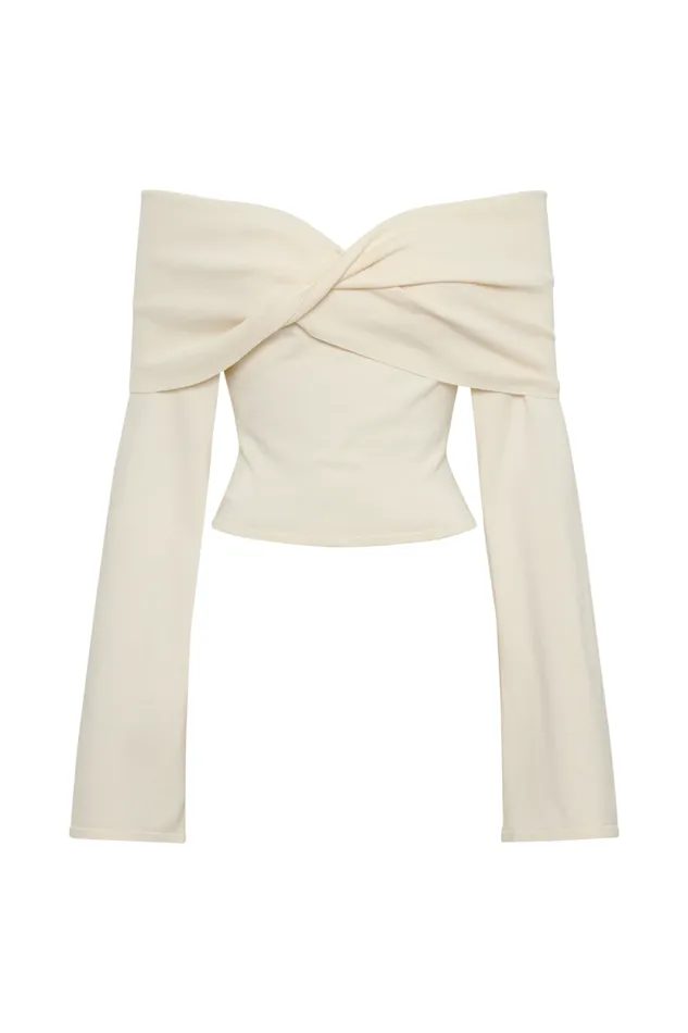 Women Meshki Tops Marlisa Off Shoulder Twist Top 8211 Ivory