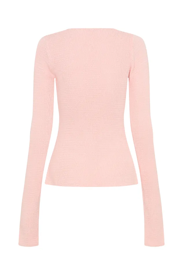 Women Meshki Tops Noah Knit Tie Long Sleeve Top 8211 Baby Pink