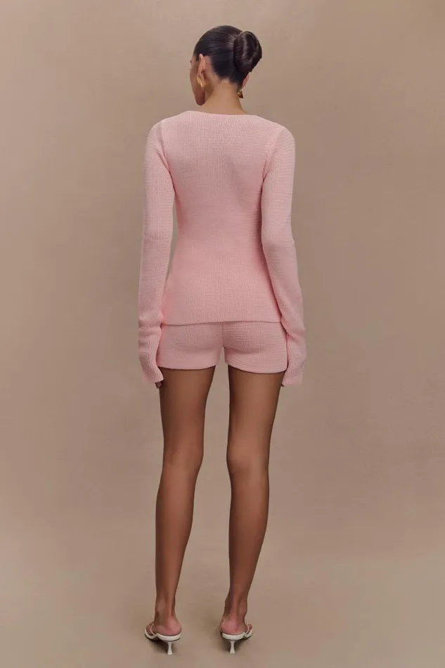 Women Meshki Tops Noah Knit Tie Long Sleeve Top 8211 Baby Pink