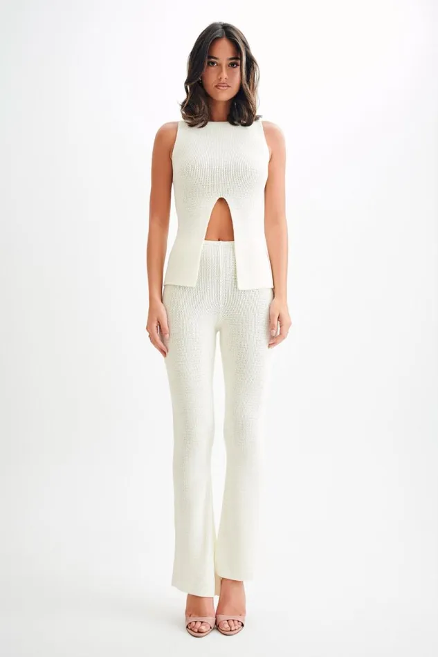 Women Meshki Tops Ridley Knit Tank Top With Split 8211 Ivory