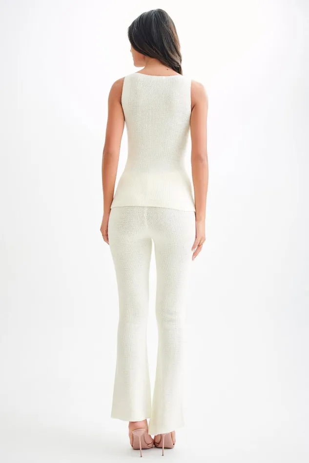 Women Meshki Tops Ridley Knit Tank Top With Split 8211 Ivory