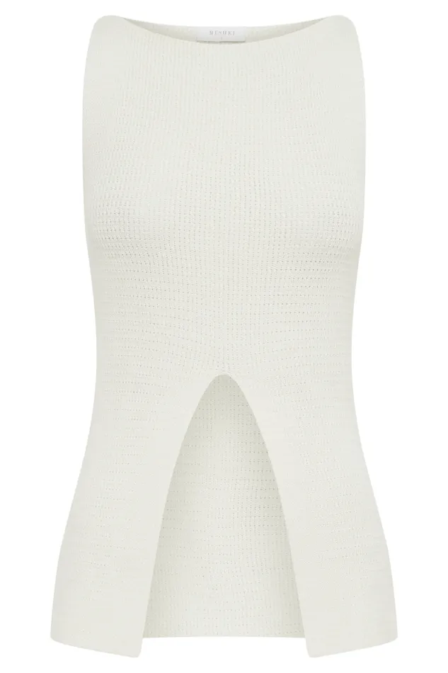 Women Meshki Tops Ridley Knit Tank Top With Split 8211 Ivory