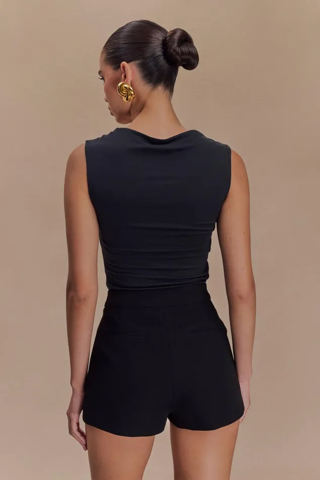 Women Meshki Tops Tatianna Lace Trim Modal Top 8211 Black