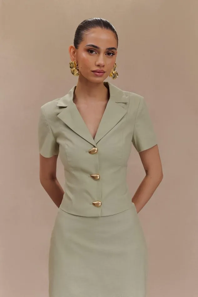 Women Meshki Two Piece Sets Ciara Linen Jacket 8211 Basil