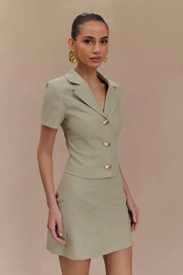 Women Meshki Two Piece Sets Ciara Linen Jacket 8211 Basil