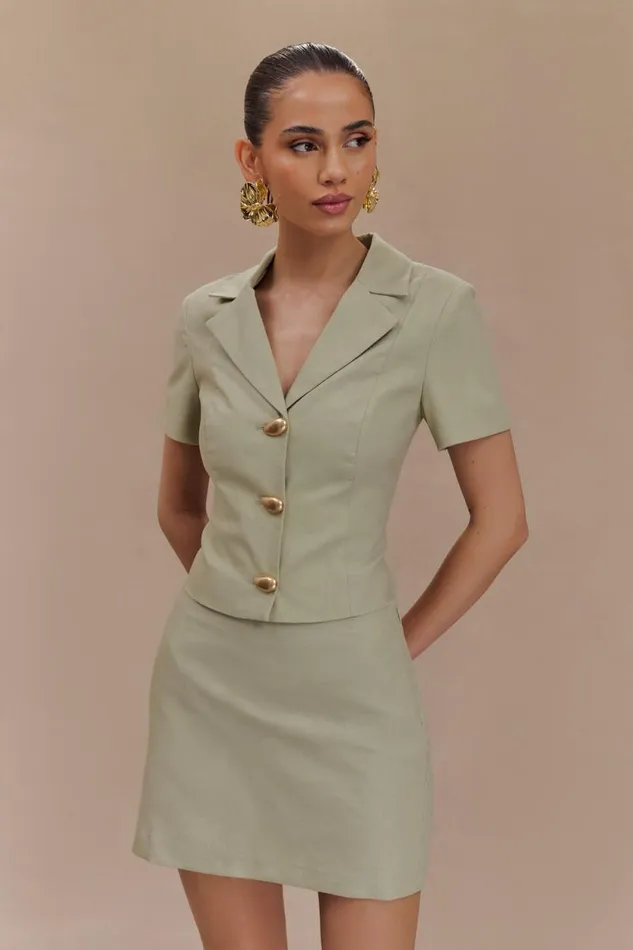 Women Meshki Two Piece Sets Ciara Linen Jacket 8211 Basil