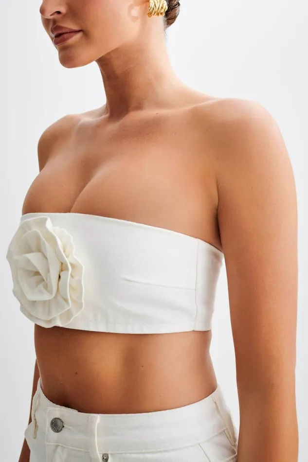 Women Meshki Two Piece Sets Samantha Rose Denim Bandeau 8211 White