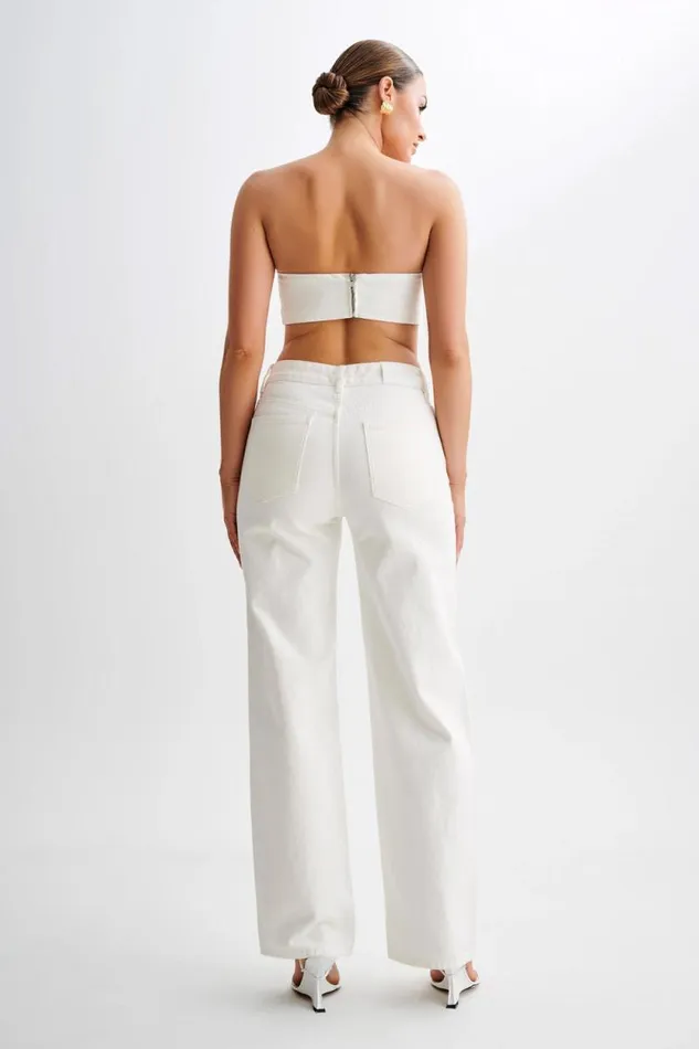 Women Meshki Two Piece Sets Samantha Rose Denim Bandeau 8211 White