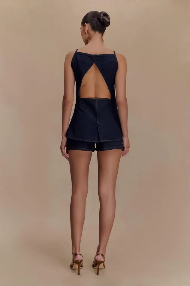 Women Meshki Two Piece Sets Tobias Denim Shorts 8211 Indigo Blue