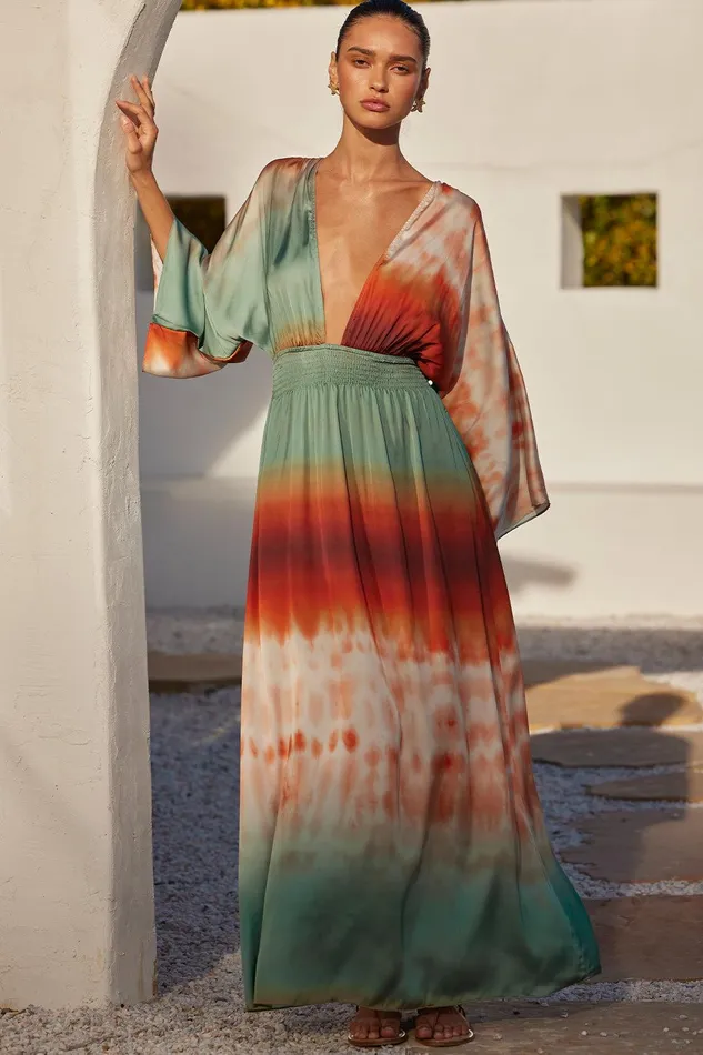 Women MISA Los Angeles Dresses BARDOT DRESS Carnelian Ombre