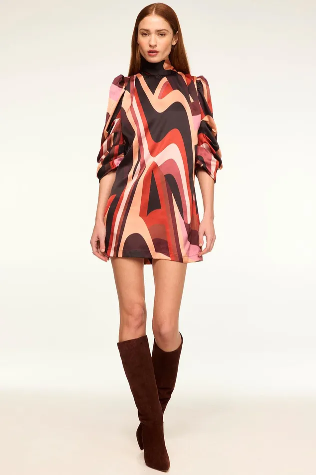 Women MISA Los Angeles Dresses KELLY DRESS Canyon Stripe Satin