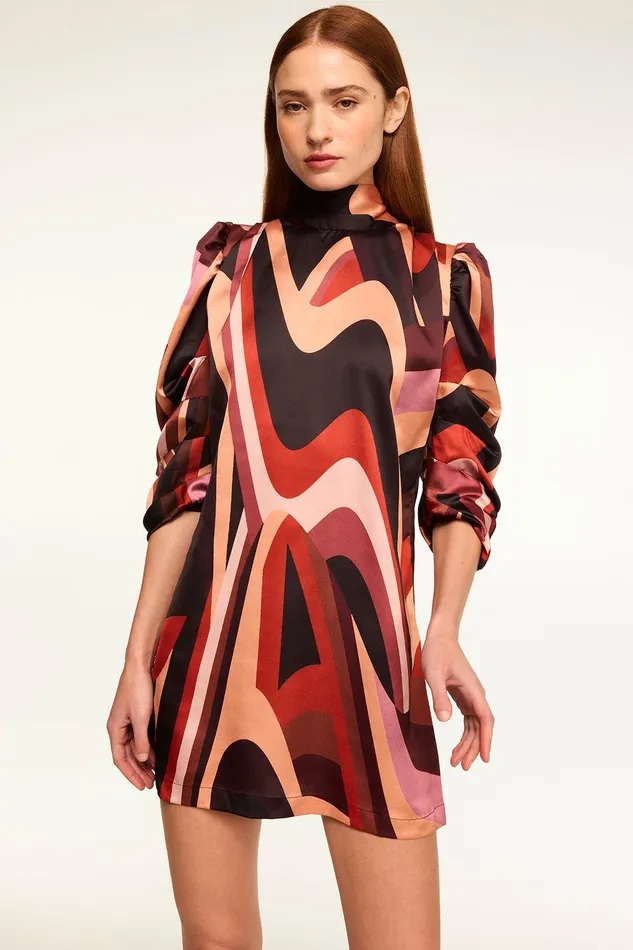 Women MISA Los Angeles Dresses KELLY DRESS Canyon Stripe Satin
