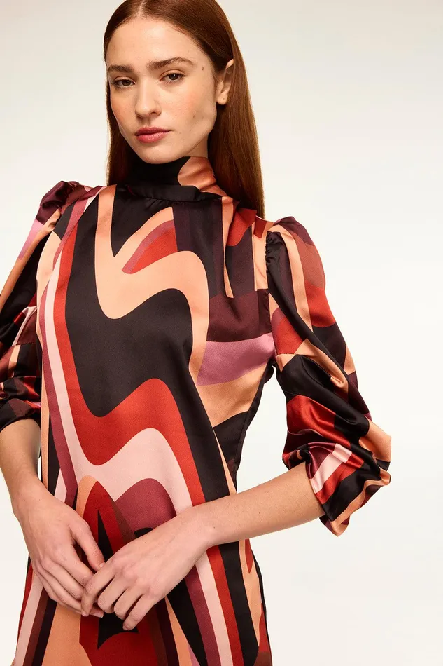 Women MISA Los Angeles Dresses KELLY DRESS Canyon Stripe Satin