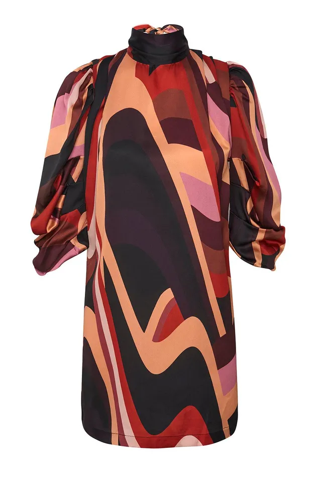 Women MISA Los Angeles Dresses KELLY DRESS Canyon Stripe Satin