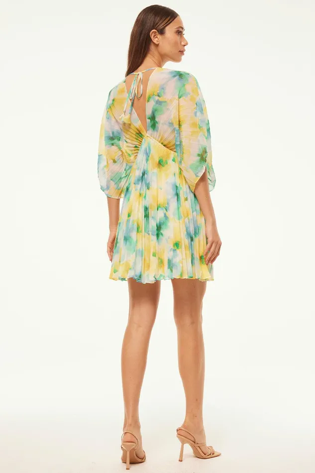 Women MISA Los Angeles Dresses LUNA DRESS Citron Watercolor