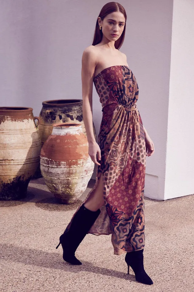 Women MISA Los Angeles Dresses MARIAH DRESS Surreal Patchwork Chiffon