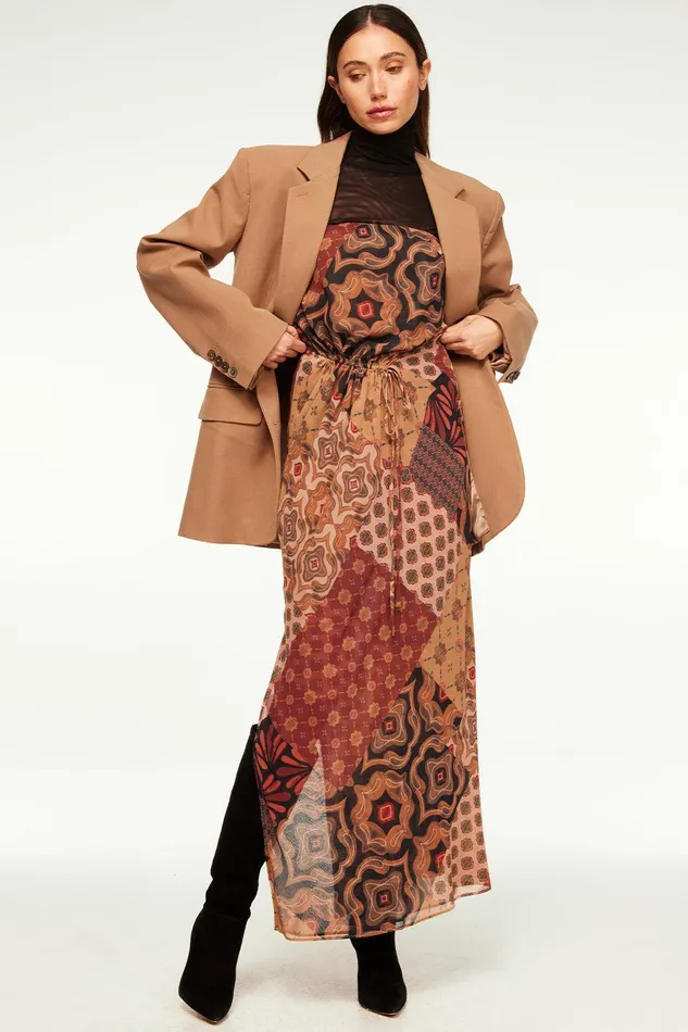 Women MISA Los Angeles Dresses MARIAH DRESS Surreal Patchwork Chiffon