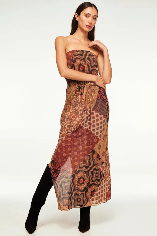 Women MISA Los Angeles Dresses MARIAH DRESS Surreal Patchwork Chiffon
